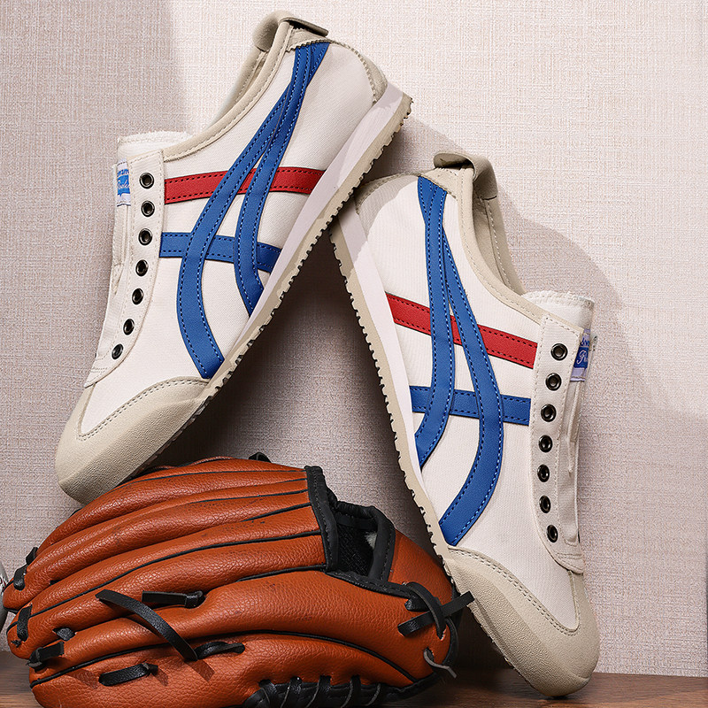 夏季新款鬼冢同款男女鞋老虎一脚蹬懒人帆布德训鞋软底情侣小白鞋