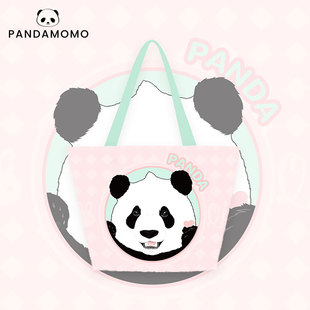 奇一 Pandamomo 原创大熊猫卡通日常休闲单肩春夏环保布包托特包