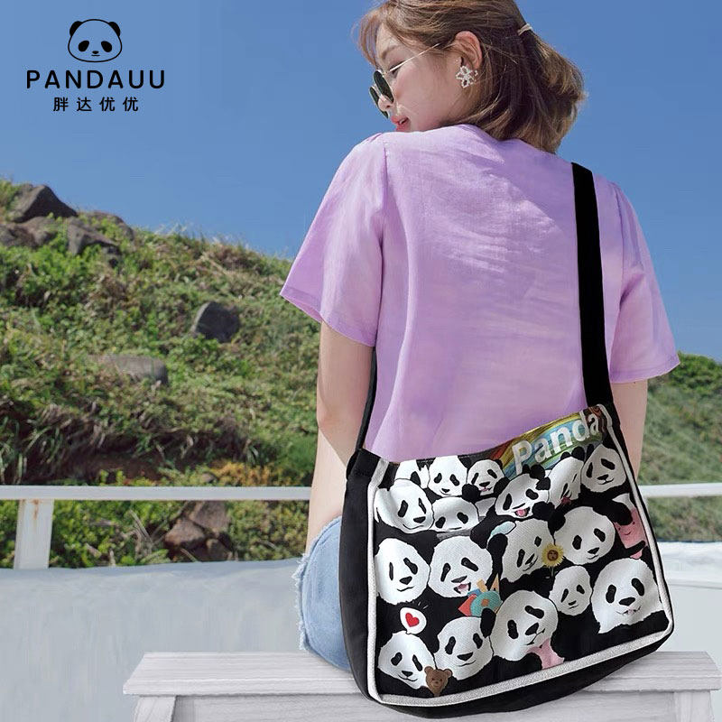 Pandauu 原创大熊猫可爱 斜挎包轻便休闲 布包包邮差包单肩包,箱包皮具/热销女包/男包,通用款女包,淘宝优惠券,粉丝福利购,淘宝优惠卷