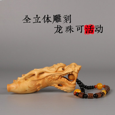 原创设计扁皮龙头弹弓黄杨木雕刻血檀木原木树叉手把玩件工艺礼品