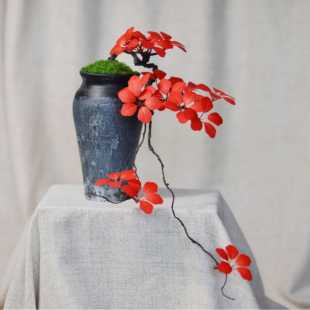 仿真绿植手感观音莲叶禅意仿真花飘枝客厅家居玄关装饰品摆件假花