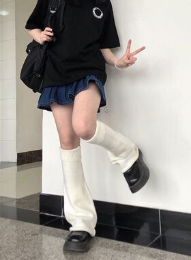 原创设计感白色jk辣妹针织腿套女夏季薄款亚文化袜套中筒堆堆袜子