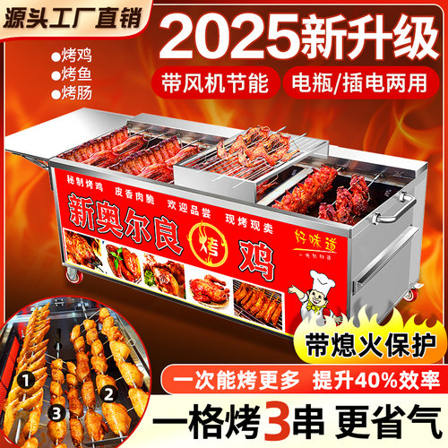 2025新升级奥尔良自动旋转烤鸡炉