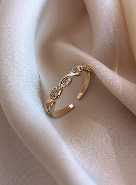 麻花锆石开口戒指女轻奢高级感小众设计素圈食指环2026新款爆款