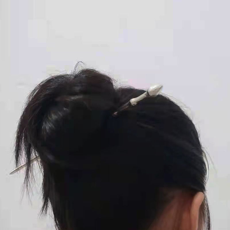 入梦原创925纯银竹节簪子999足银莲花钗古风装汉服高级感盘发礼品