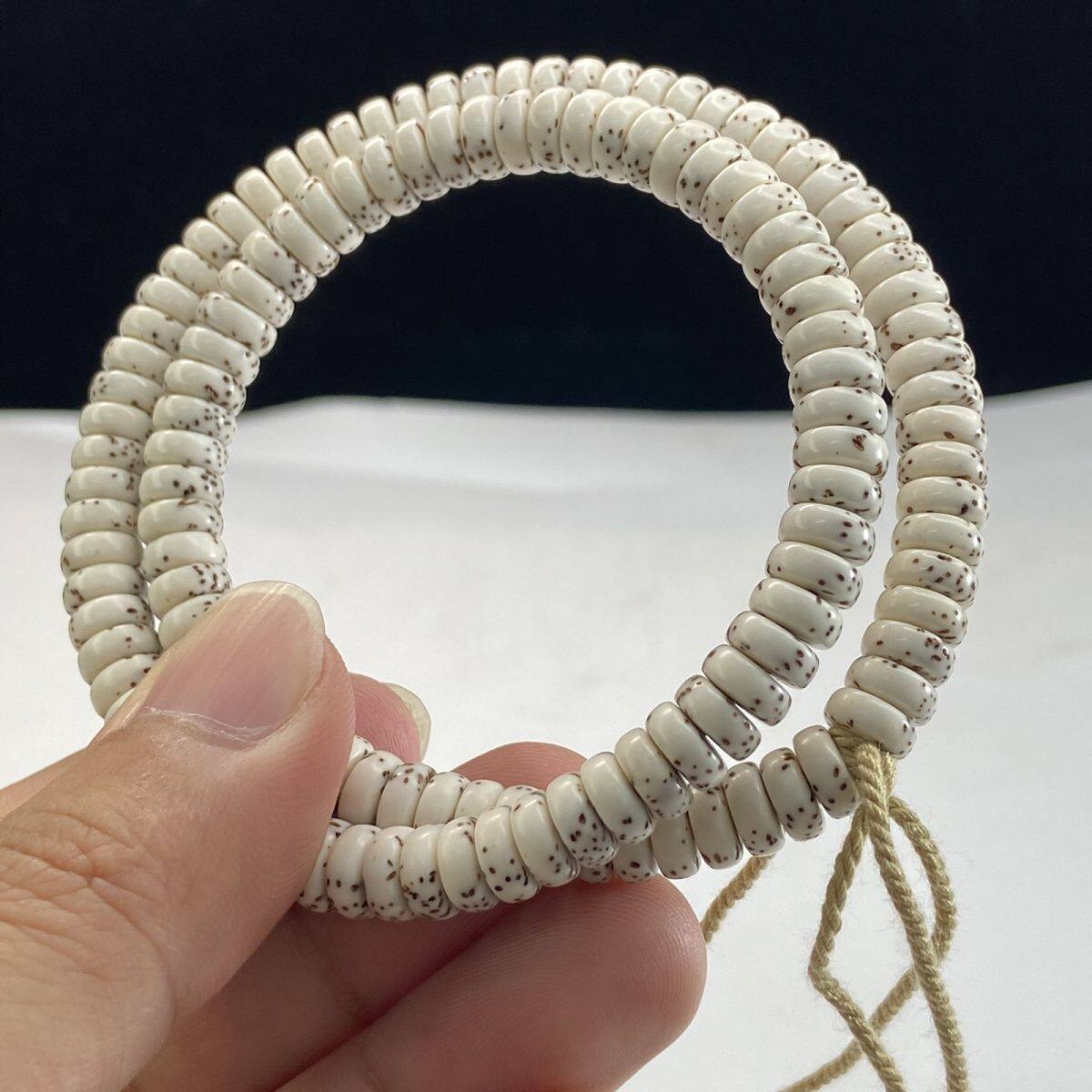 海南星月菩提原生态108颗顺白大留白药片毕业级男女文玩佛珠手串