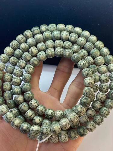 海南星月菩提籽108佛珠手串阴皮石玉料手链翡翠帝皇绿奶奶灰项链