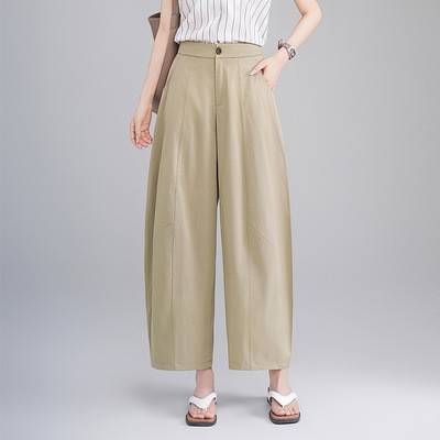 如果高级垂坠感休闲弯刀裤女2026夏季新款宽松高腰百搭香蕉裤8278