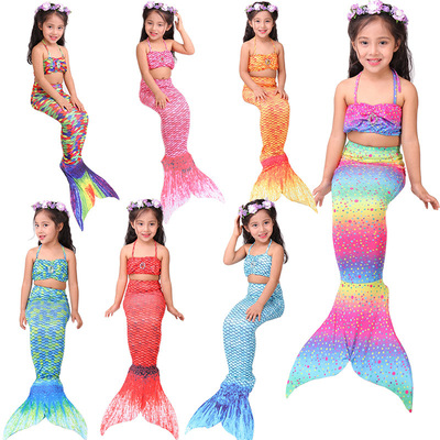 3pc kids girl Mermaid Tail swimsuit bikini bathing suit swim