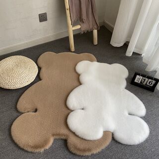 bear carpet fluffy hairy fur kids room plush wool mat chair