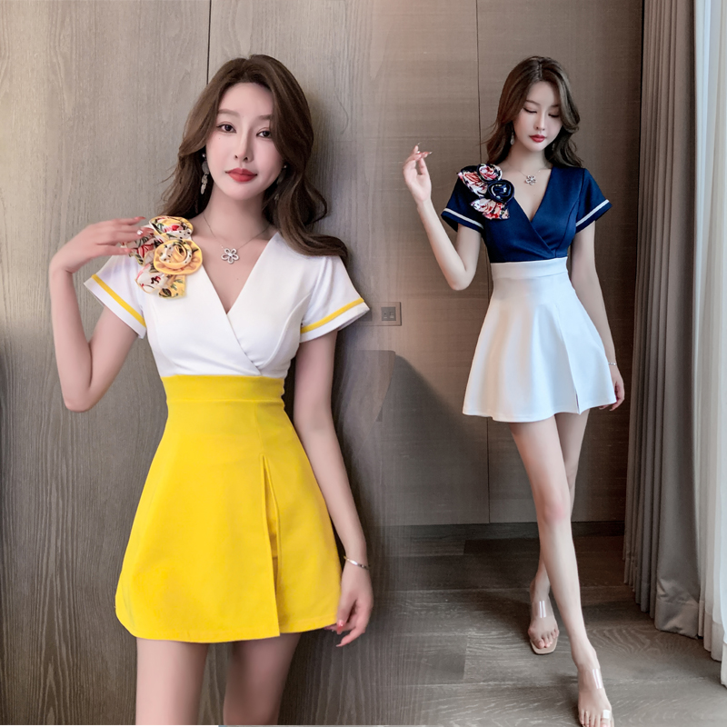 夜店女装足浴技师工作服性感连衣裙女酒店按摩沐足工衣显瘦气质夏