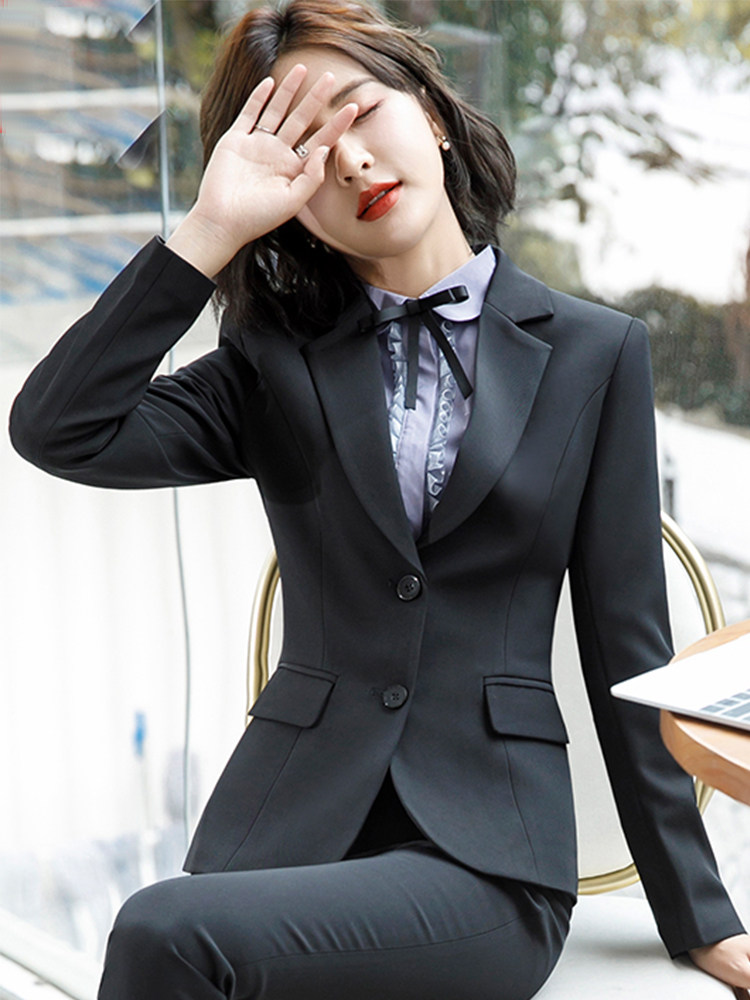 여성을 위한 전문 정장 봄 가을 겨울 기질 호텔 프론트 접수원 정장 재킷 바지