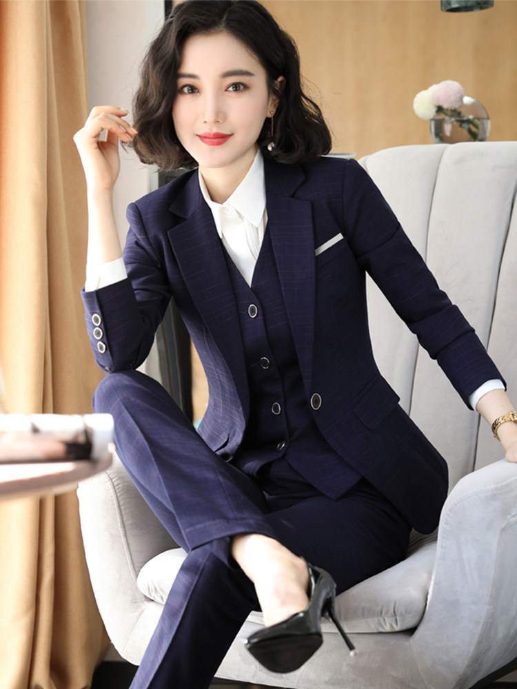 여성용 정장 한국 스타일 3 피스 가을 겨울 전문 복장 기질 여신 스타일 정장 고급 관리자 작업복