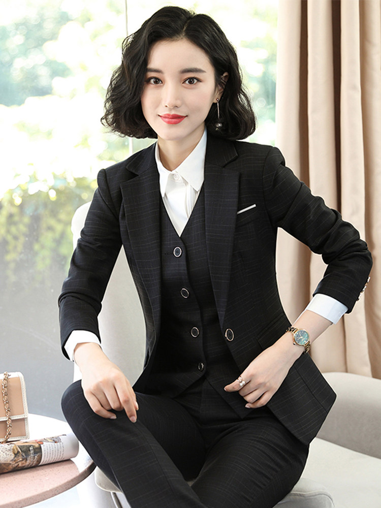 여성용 정장 한국 스타일 3 피스 가을 겨울 전문 복장 기질 여신 스타일 정장 고급 관리자 작업복
