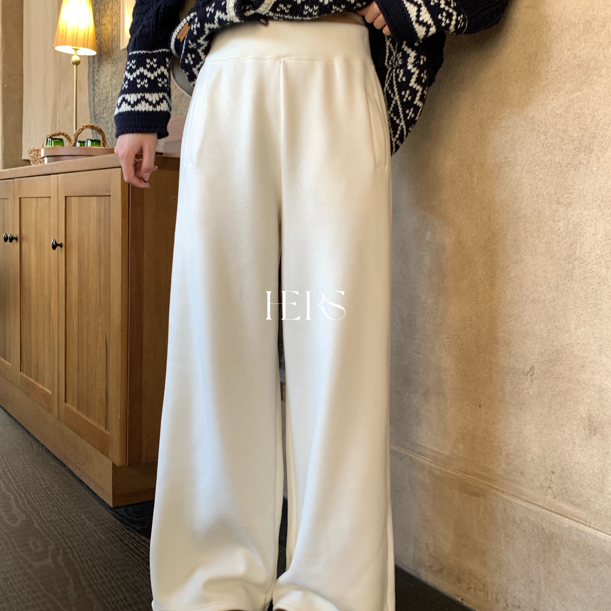 Hers-冬上新韩标版型好正加厚加绒神腿纸片百搭休闲裤(主推92803