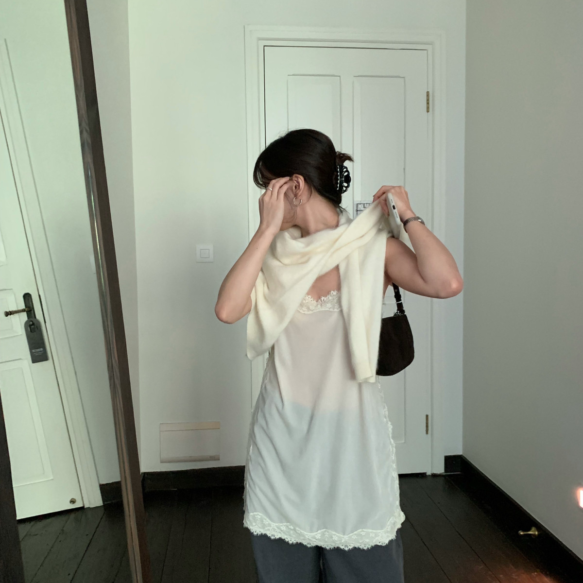 IMISS-秋上新韩标仙仙儿花边丝绒叠穿吊带连衣裙时尚吊带S61182