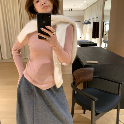 Hers-秋上新人生打底衫多色基础百搭圆领打底针织衫67005