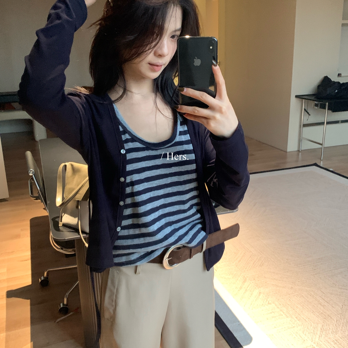 Hers秋上新韩标淡人通勤两件套