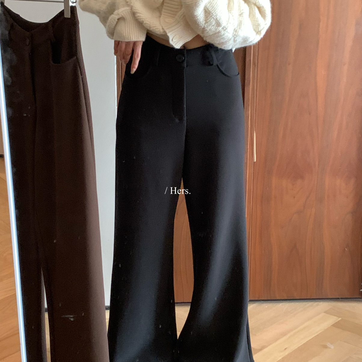 Hers-冬上新秒变腿精简约日常百搭加绒加厚微辣休闲裤(韩标92727#