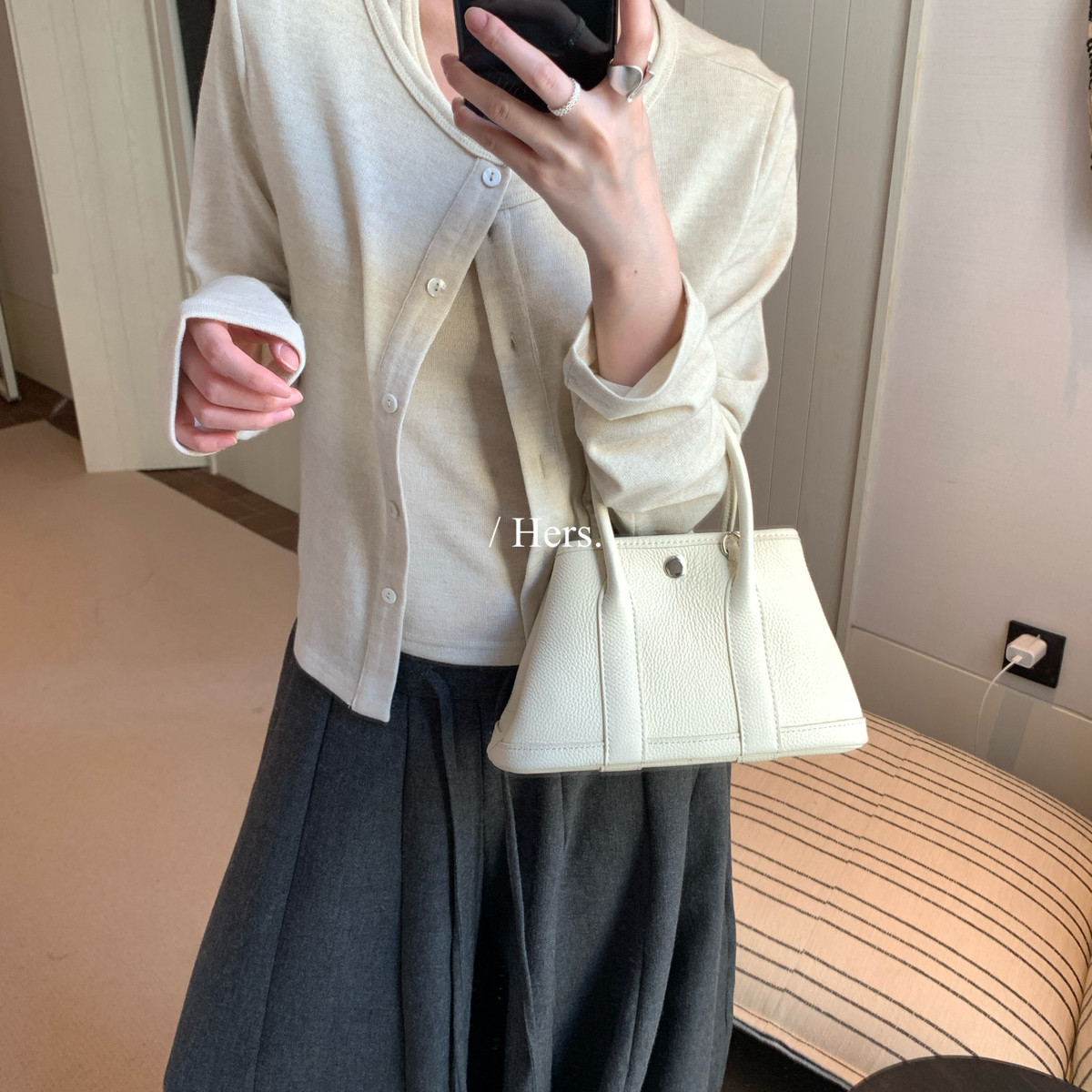 Hers-秋上新遛弯懒人两件套小衫+短袖T恤两件套套装66992