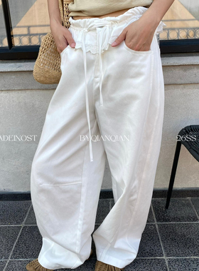 MADEIN OST-26年早春都市小众休闲裤浪漫蕾丝装饰阔腿休闲裤91066