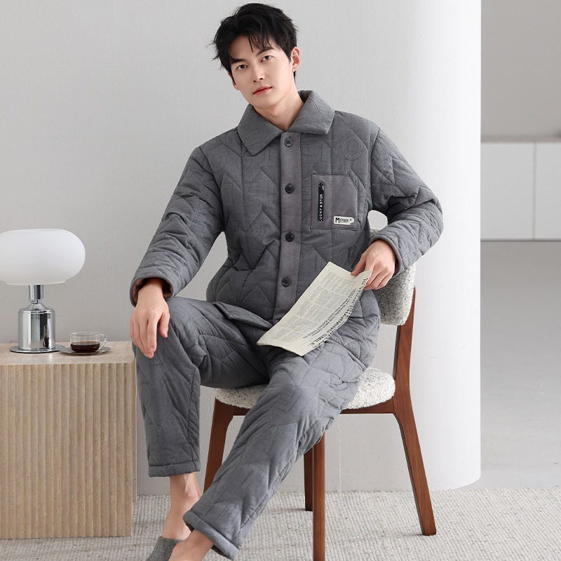 【三层夹棉】实体店品质男士冬季保暖夹棉袄加绒加厚可外穿家居服