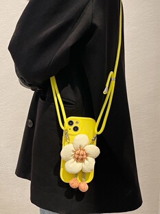 ins风小清新太阳花适用iPhone13promax手机壳14plus苹果12pro网红1+11带挂绳9R潮女款9rt一加ace2V手机壳斜挎