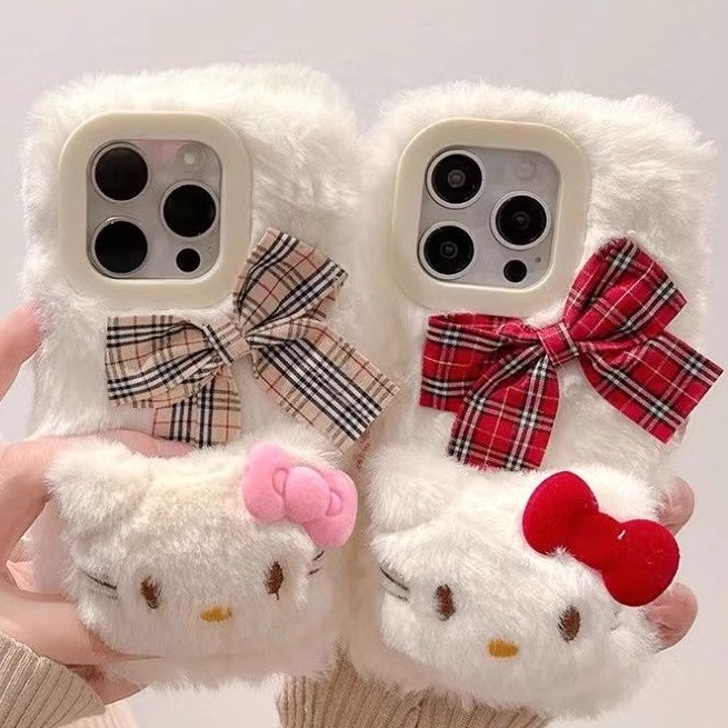 秋冬款hello kitty凯蒂猫a1s毛绒a97/A3pro女A2mk11/A58x手机壳OPPO Findx7/6/5/4/OPPOReno12/11pro/10/9/8