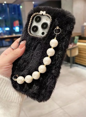 黑色耐脏秋冬毛绒power适用华为magic8/7/6/5珍珠play10c/9t/8手机壳50m畅玩x60i/x70荣耀400pro/300/200/100