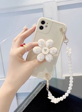 小红书夏季气质珍珠手提斜挎链条A2m白色A1k11x女款a97A58x手机壳OPPO Findx7/6/5/4/3/OPPOReno11pro/10/9/8