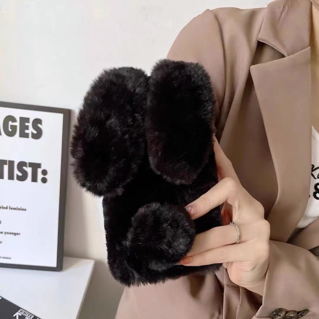 黑色耐脏秋冬毛绒保暖兔子power适用华为magic8/7/6/play10/9/8手机壳50畅玩x60i/x70荣耀500pro/400/300/200