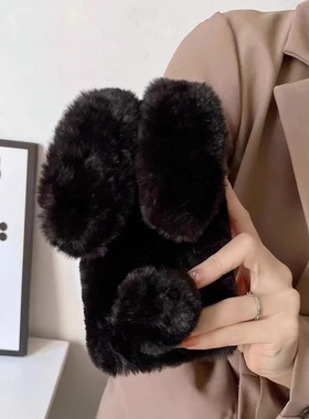 黑色耐脏秋冬毛绒保暖兔子power适用华为magic8/7/6/play10/9/8手机壳50畅玩x60i/x70荣耀500pro/400/300/200