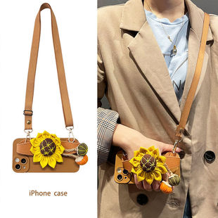 小红书网红同款向日葵腕带支架适用iPhone14promax手机壳12苹果15/13pro斜挎挂绳1+11手机壳9R女9rt一加ace2V