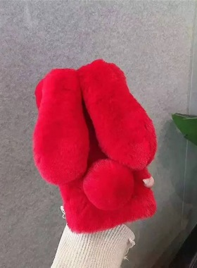 新年红色本命年冬毛绒兔子power适用华为magic8/7/6/play10/9/8手机壳50畅玩x60i/x70荣耀500pro/400/300/200