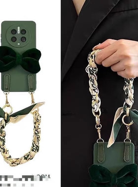 墨绿色蝴蝶结A1S女款A3i/a58x手提链条oppo A5pro/A2x手机壳Findx8/7/6/5/OPPOReno13pro/12/11/10/9/K12/K11