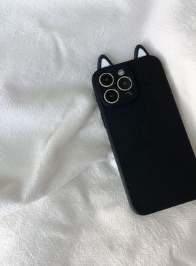 可爱小猫咪耳朵Civi4pro/3/1S/2手机壳适用小米14pro黑色耐脏13/12X保护套K60k50红米K70e/Note13pro/12R/11T