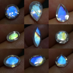 晴天石头铺刻面天然印度月光石无孔戒面裸石各种形状7 18mm