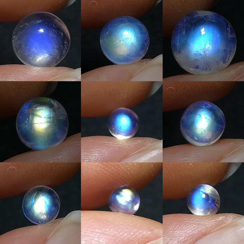 直径4-8mm圆形印度月光石小戒面