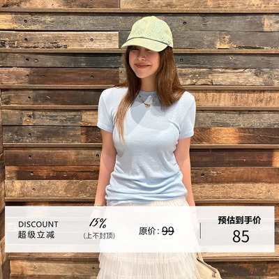 3ts【03/25】夏季正肩短袖白色T恤新款圆领显瘦黑色体恤修身上衣