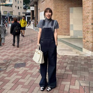 高腰牛仔裤 3ts夏季 复古宽松直筒工装 设计感美式 绝美慵懒风背带裤