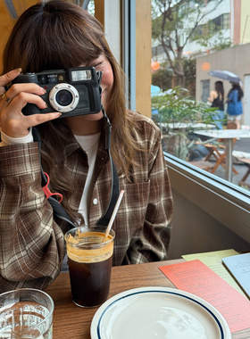 3ts复古弥散格纹衬衫设计感小众格子长袖休闲衬衣上衣