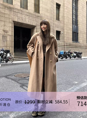 3ts【清仓】1oo%羊毛慵懒风毛呢外套秋冬高级感呢子大衣女