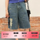 短裤 3ts夏季 阔腿中裤 女美式 破洞复古做旧水洗七分牛仔裤