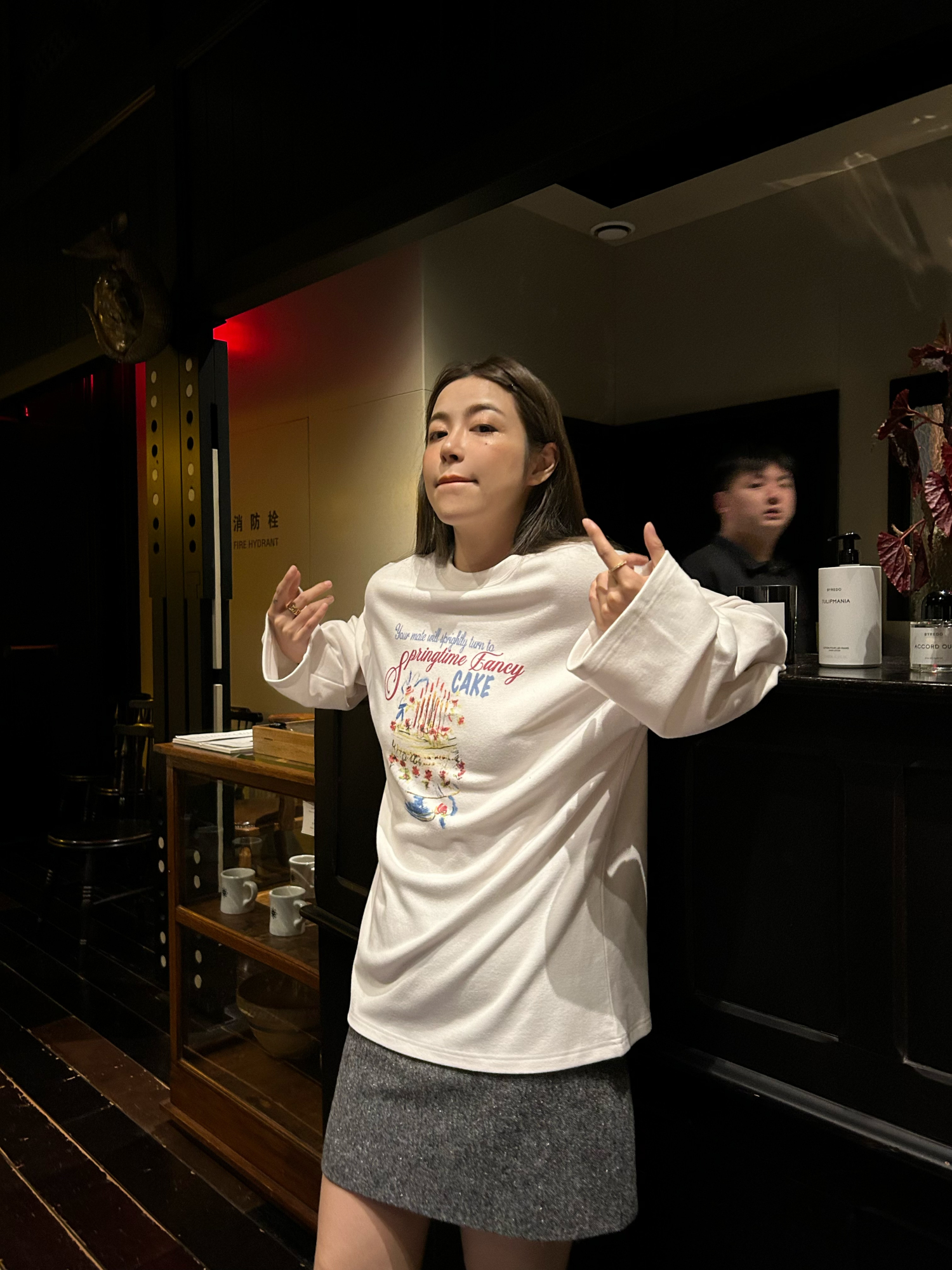 3ts【甜蜜暴击】秋冬高级感印花长袖T恤设计感内搭抓绒白色打底衫
