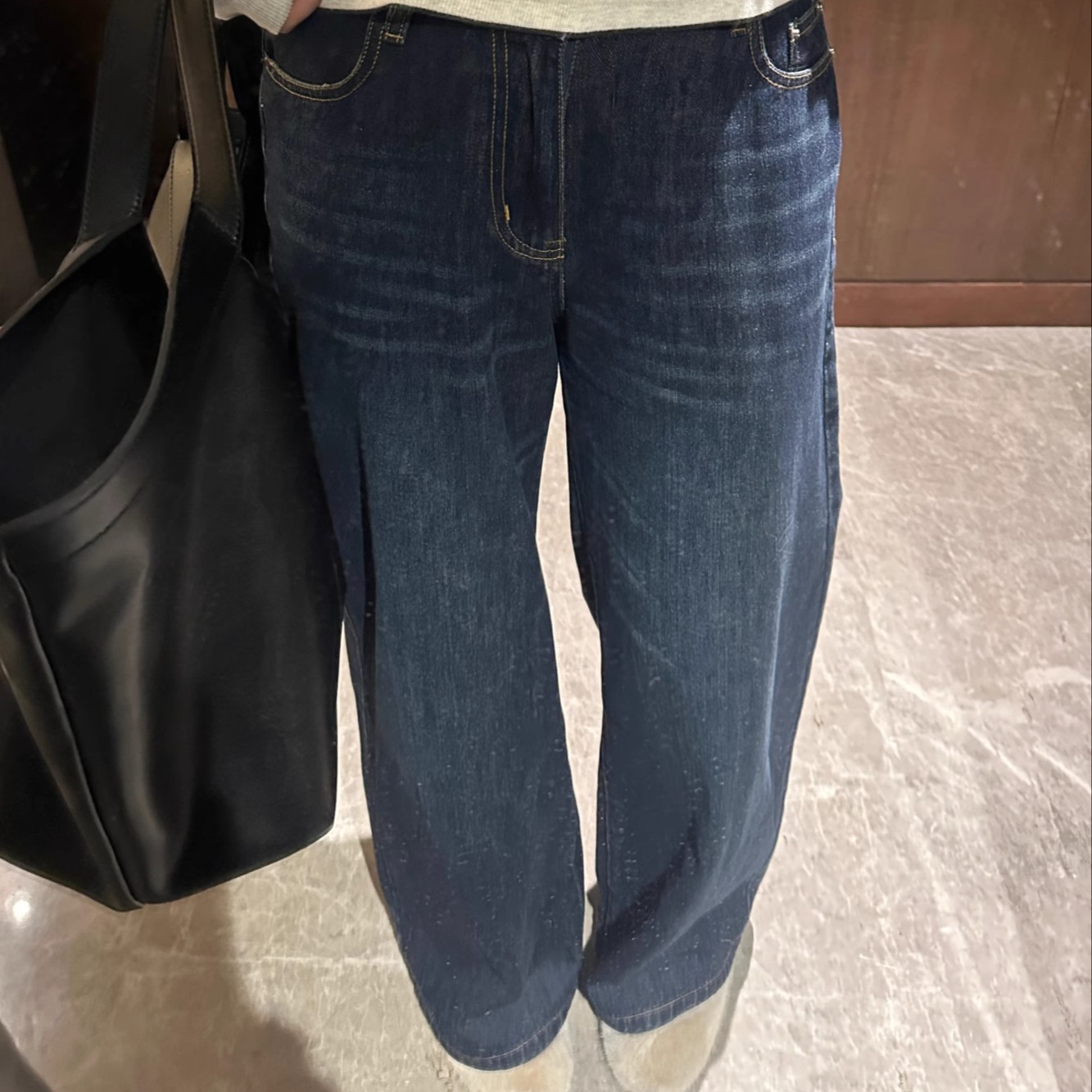 3ts美式复古休闲牛仔裤女春季显瘦宽松阔腿直筒裤