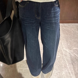 显瘦宽松阔腿直筒裤 女春季 复古休闲牛仔裤 3ts美式