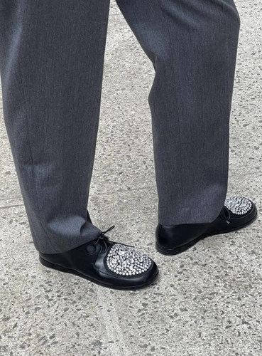 3ts通勤黑色拼钻单鞋皮鞋