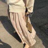 3ts中式 提花半身裙老钱风高级感中长款 裙子高腰设计感大摆裙长裙