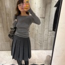 3ts秋冬羊毛灰色毛呢半身裙miu系a字裙格雷系百褶裙短裙