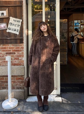 3ts10o澳毛皮草韩系羊羔毛慵懒风外套女中长款毛毛大衣